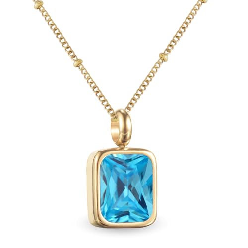 Geburtsstein Kette Damen abnehmbar 12 Monatssteine mit Bedeutung 18K vergoldete Halskette in Gold Roségold Weißgold Geschenkidee für Frauen Mädchen zu Geburtstag Valentinstag (Dezember, gold) von PERSONOVA