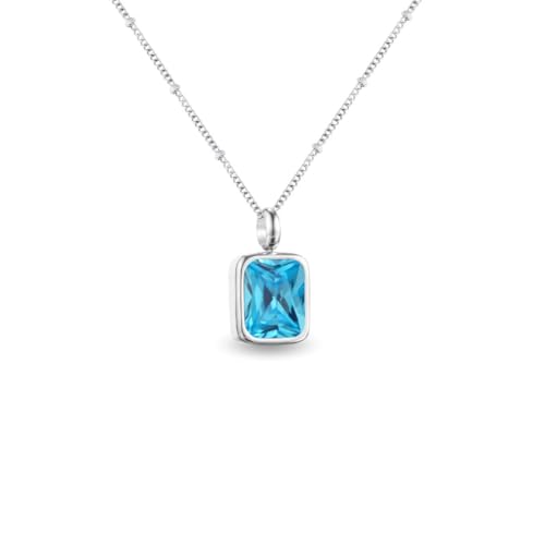 Geburtsstein Kette Damen abnehmbar 12 Monatssteine mit Bedeutung 18K vergoldete Halskette in Gold Roségold Weißgold Geschenkidee für Frauen Mädchen zu Geburtstag Valentinstag (Dezember, weißgold) von PERSONOVA