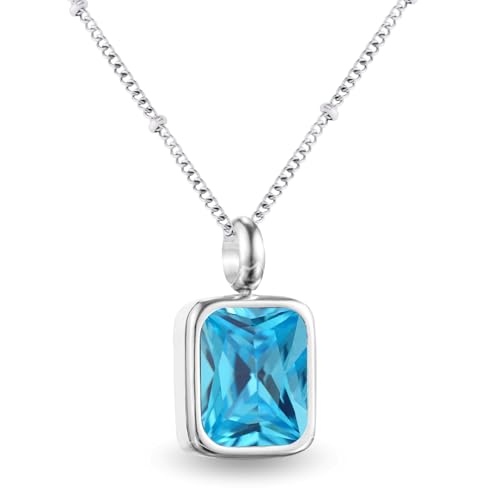 Geburtsstein Kette Damen abnehmbar 12 Monatssteine mit Bedeutung 18K vergoldete Halskette in Gold Roségold Weißgold Geschenkidee für Frauen Mädchen zu Geburtstag Valentinstag (Dezember, weißgold) von PERSONOVA