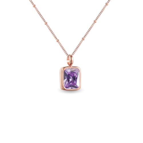 Geburtsstein Kette Damen abnehmbar 12 Monatssteine mit Bedeutung 18K vergoldete Halskette in Gold Roségold Weißgold Geschenkidee für Frauen Mädchen zu Geburtstag Valentinstag (Februar, rosegold) von PERSONOVA