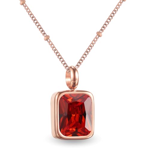 Geburtsstein Kette Damen abnehmbar 12 Monatssteine mit Bedeutung 18K vergoldete Halskette in Gold Roségold Weißgold Geschenkidee für Frauen Mädchen zu Geburtstag Valentinstag (Januar, rosegold) von PERSONOVA