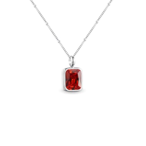 Geburtsstein Kette Damen abnehmbar 12 Monatssteine mit Bedeutung 18K vergoldete Halskette in Gold Roségold Weißgold Geschenkidee für Frauen Mädchen zu Geburtstag Valentinstag (Januar, weißgold) von PERSONOVA