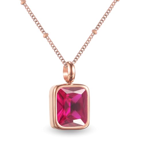 Geburtsstein Kette Damen abnehmbar 12 Monatssteine mit Bedeutung 18K vergoldete Halskette in Gold Roségold Weißgold Geschenkidee für Frauen Mädchen zu Geburtstag Valentinstag (Juli, rosegold) von PERSONOVA