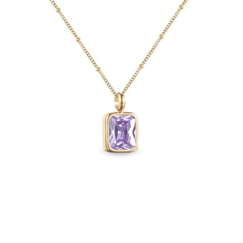 Geburtsstein Kette Damen abnehmbar 12 Monatssteine mit Bedeutung 18K vergoldete Halskette in Gold Roségold Weißgold Geschenkidee für Frauen Mädchen zu Geburtstag Valentinstag (Juni, gold) von PERSONOVA
