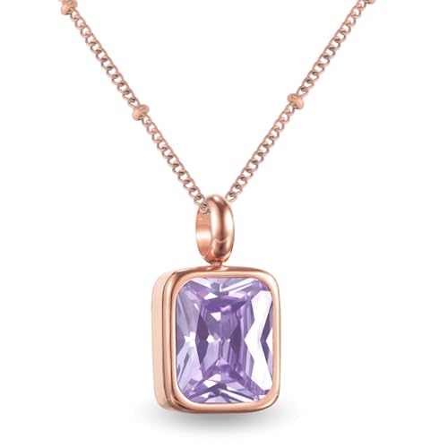 Geburtsstein Kette Damen abnehmbar 12 Monatssteine mit Bedeutung 18K vergoldete Halskette in Gold Roségold Weißgold Geschenkidee für Frauen Mädchen zu Geburtstag Valentinstag (Juni, rosegold) von PERSONOVA