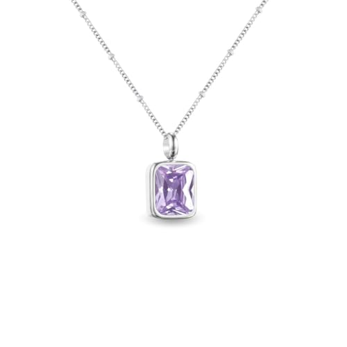 Geburtsstein Kette Damen abnehmbar 12 Monatssteine mit Bedeutung 18K vergoldete Halskette in Gold Roségold Weißgold Geschenkidee für Frauen Mädchen zu Geburtstag Valentinstag (Juni, weißgold) von PERSONOVA