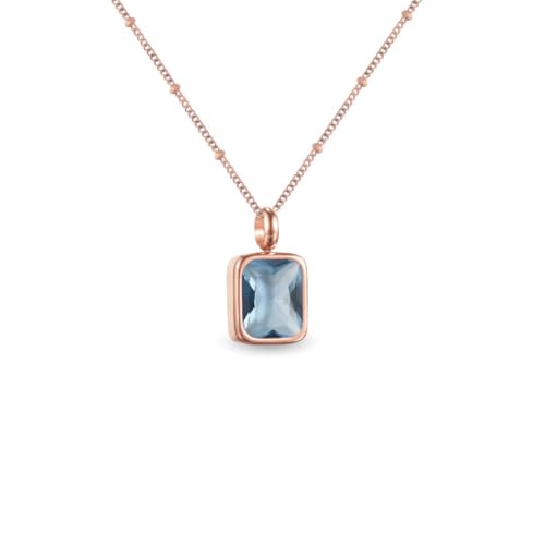 Geburtsstein Kette Damen abnehmbar 12 Monatssteine mit Bedeutung 18K vergoldete Halskette in Gold Roségold Weißgold Geschenkidee für Frauen Mädchen zu Geburtstag Valentinstag (März, rosegold) von PERSONOVA