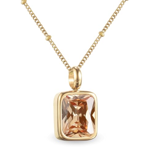 Geburtsstein Kette Damen abnehmbar 12 Monatssteine mit Bedeutung 18K vergoldete Halskette in Gold Roségold Weißgold Geschenkidee für Frauen Mädchen zu Geburtstag Valentinstag (November, gold) von PERSONOVA