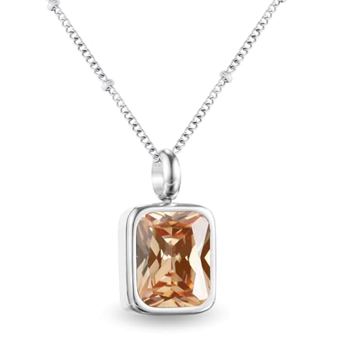 Geburtsstein Kette Damen abnehmbar 12 Monatssteine mit Bedeutung 18K vergoldete Halskette in Gold Roségold Weißgold Geschenkidee für Frauen Mädchen zu Geburtstag Valentinstag (November, weißgold) von PERSONOVA