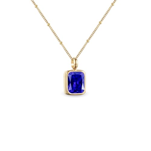 Geburtsstein Kette Damen abnehmbar 12 Monatssteine mit Bedeutung 18K vergoldete Halskette in Gold Roségold Weißgold Geschenkidee für Frauen Mädchen zu Geburtstag Valentinstag (September, gold) von PERSONOVA
