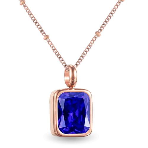 Geburtsstein Kette Damen abnehmbar 12 Monatssteine mit Bedeutung 18K vergoldete Halskette in Gold Roségold Weißgold Geschenkidee für Frauen Mädchen zu Geburtstag Valentinstag (September, rosegold) von PERSONOVA