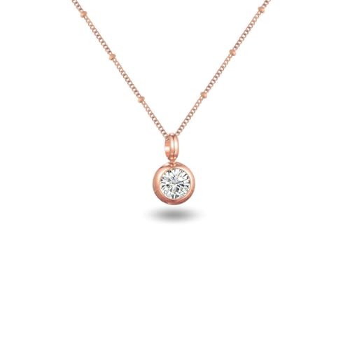 Geburtsstein Kette rund abnehmbar 12 Monatssteine mit Bedeutung 18K vergoldete Halskette Damen in Gold Roségold Weißgold Geschenk für Frauen Mädchen nickelfrei wasserfest (April, rosegold) von PERSONOVA