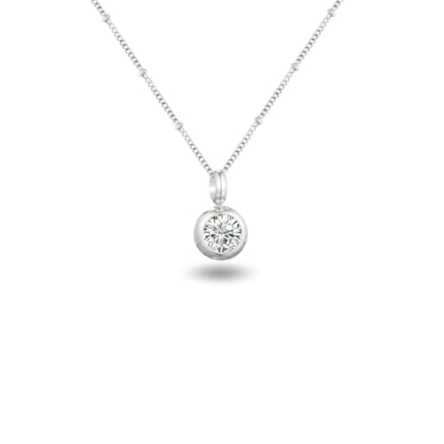 Geburtsstein Kette rund abnehmbar 12 Monatssteine mit Bedeutung 18K vergoldete Halskette Damen in Gold Roségold Weißgold Geschenk für Frauen Mädchen nickelfrei wasserfest (April, weißgold) von PERSONOVA