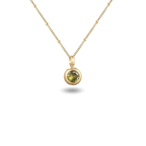 Geburtsstein Kette rund abnehmbar 12 Monatssteine mit Bedeutung 18K vergoldete Halskette Damen in Gold Roségold Weißgold Geschenk für Frauen Mädchen nickelfrei wasserfest (August, gold) von PERSONOVA