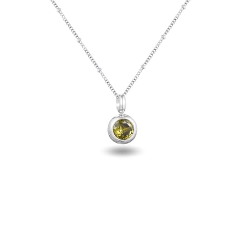 Geburtsstein Kette rund abnehmbar 12 Monatssteine mit Bedeutung 18K vergoldete Halskette Damen in Gold Roségold Weißgold Geschenk für Frauen Mädchen nickelfrei wasserfest (August, weißgold) von PERSONOVA