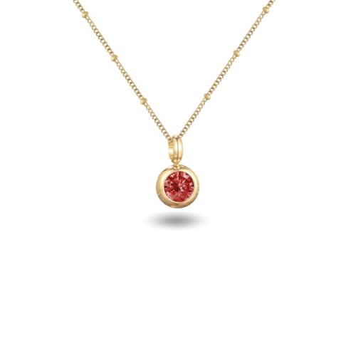 Geburtsstein Kette rund abnehmbar 12 Monatssteine mit Bedeutung 18K vergoldete Halskette Damen in Gold Roségold Weißgold Geschenk für Frauen Mädchen nickelfrei wasserfest (Januar, gold) von PERSONOVA