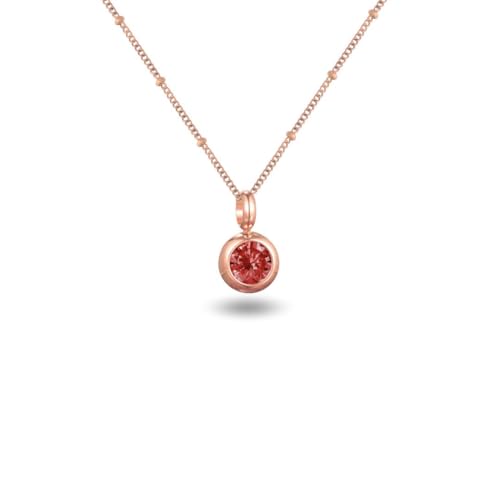 Geburtsstein Kette rund abnehmbar 12 Monatssteine mit Bedeutung 18K vergoldete Halskette Damen in Gold Roségold Weißgold Geschenk für Frauen Mädchen nickelfrei wasserfest (Januar, rosegold) von PERSONOVA