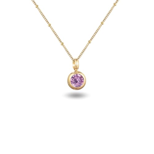 Geburtsstein Kette rund abnehmbar 12 Monatssteine mit Bedeutung 18K vergoldete Halskette Damen in Gold Roségold Weißgold Geschenk für Frauen Mädchen nickelfrei wasserfest (Juni, gold) von PERSONOVA