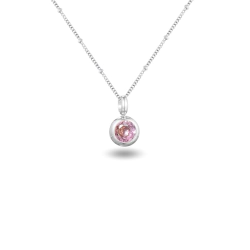 Geburtsstein Kette rund abnehmbar 12 Monatssteine mit Bedeutung 18K vergoldete Halskette Damen in Gold Roségold Weißgold Geschenk für Frauen Mädchen nickelfrei wasserfest (Oktober, weißgold) von PERSONOVA