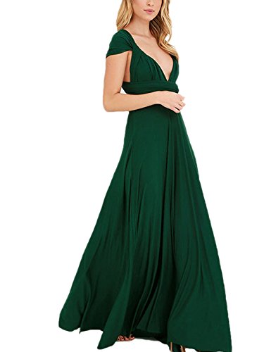 PERSUN Damen Convertible Multi-Way Wrap Maxikleid Lange Party Griechische Kleider, Cadmiumgrün, Groß von PERSUN