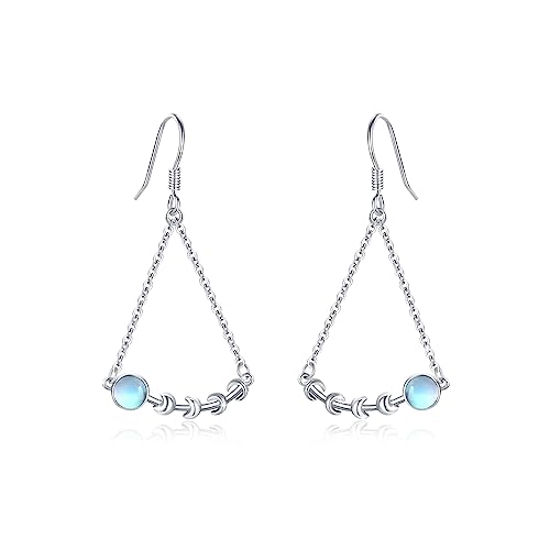 PERZAT Mondstein Ohrringe Hängend Mondphase Ohrringe 925 Sterling Silber Mondstein Tropfen Ohrring Mondphase Schmuck Geschenke für Damen Mädchen Freundin von PERZAT