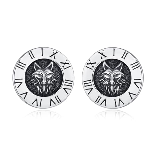 PERZAT Wolfskopf Ohrringe 925 Sterling Silber Wolf Ohrstecker Römische Zahlen Ohrringe Wolf Ohr Piercing Gotik Punk Rock Ohrstecker Wolfskopf Schmuck Geschenke für Unisex Damen Herren PERZAT Wolfskopf Ohrringe 925 Sterling Silber Wolf Ohrstecker Römische Zahlen Ohrringe Wolf Ohr Piercing Gotik Punk Rock Ohrstecker Wolfskopf Schmuck Geschenke für Unisex Damen Herren von PERZAT