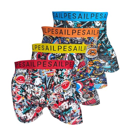 PESAIL Psychedelic Top Boxershorts 4er Pack, Größe XX-Large (2XL), Farbe 4er Set Psychedelic 5 von Pesail