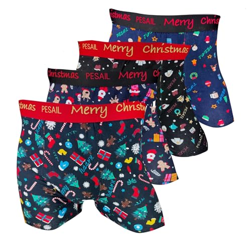 PESAIL Special Edition Boxershorts Collection Xmas All You Need, 4er Pack, Größe XX-Large (2XL), Farbe 4er Set A von Pesail