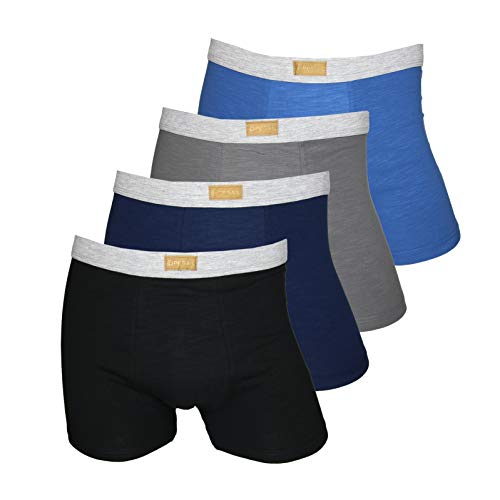 PESAIL blickdichte formschöne Boxershorts im 4er Pack, Größe X-Large (XL), Farbe je 1x dunkelblau, blau, grau, schwarz von Pesail