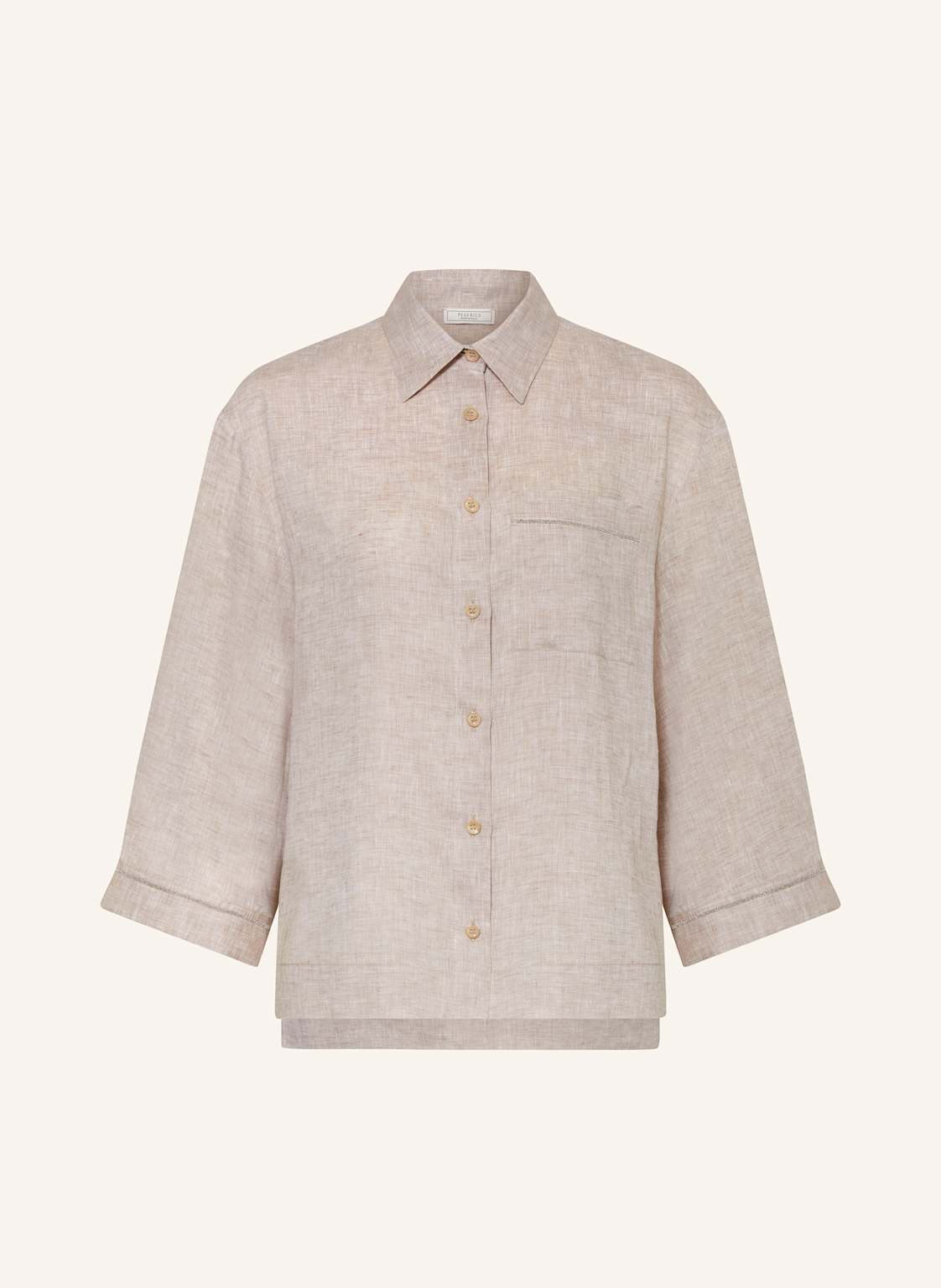 Peserico Hemdbluse Aus Leinen Mit 3/4-Arm Und Schmuckperlen beige von PESERICO