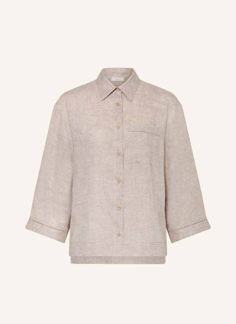 Peserico Hemdbluse Aus Leinen Mit 3/4-Arm Und Schmuckperlen beige von PESERICO