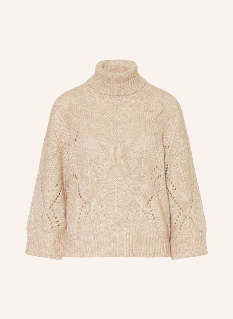 Peserico Rollkragenpullover Mit Glitzergarn Und Pailletten beige von PESERICO