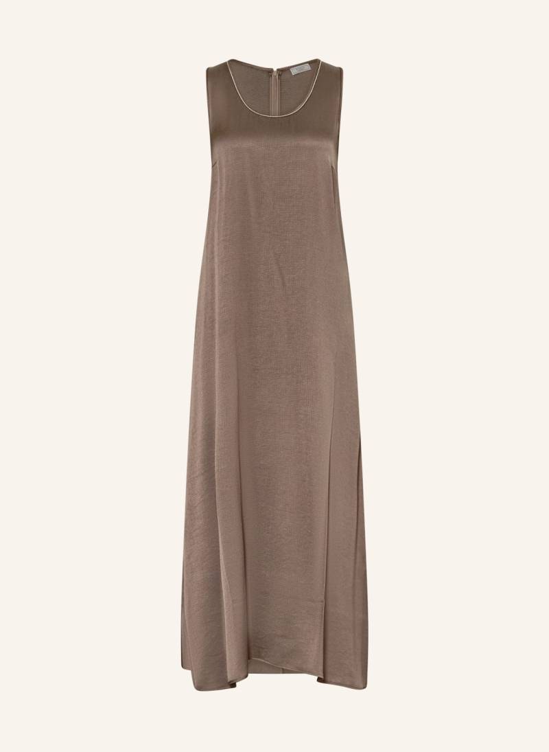 Peserico Satinkleid Mit Schmucksteinen braun von PESERICO