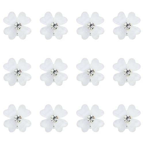 12 Stück Mini Haarklammern Kleiere Weiß,Acrylharz und Metall Haarschmuck Blumen Haarspange,Haarklammer Strass Süße Haarklammer,Mini-Blumen-Haarspangen,Für Mädchen, Frauen von PETERMALLON