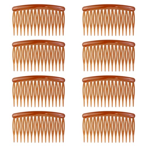 8 Stück 15 Zähne Kunststoff Haarkamm Transparent French Side Combs,Haarkämme zum Stecken Vintage Dekorativer Steckkamm Haare,Dunkelbraun Haarkämmchen zum Stecken für Damen von PETERMALLON