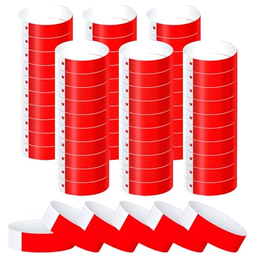 PETERMALLON 400 Stück Rot Wasserdichte Armbänder, Event Armbänder,Festival Papierarmbänder, Eintrittsbänder zur Kontrolle und Sicherheit bei Veranstaltungen und Events, für Partys von PETERMALLON