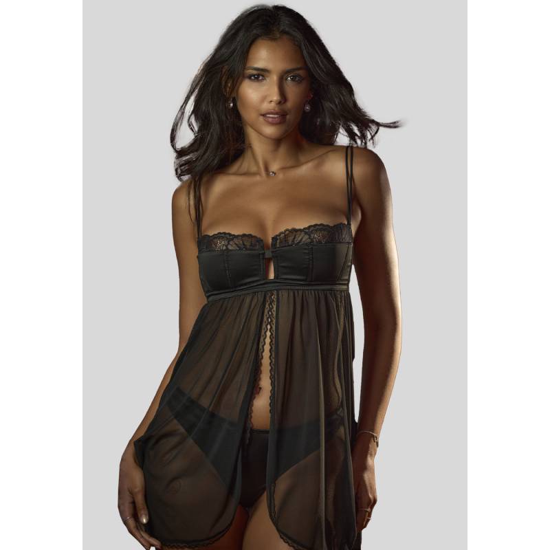 PETITE FLEUR GOLD Negligé Damen schwarz Gr.90 Cup A von PETITE FLEUR GOLD