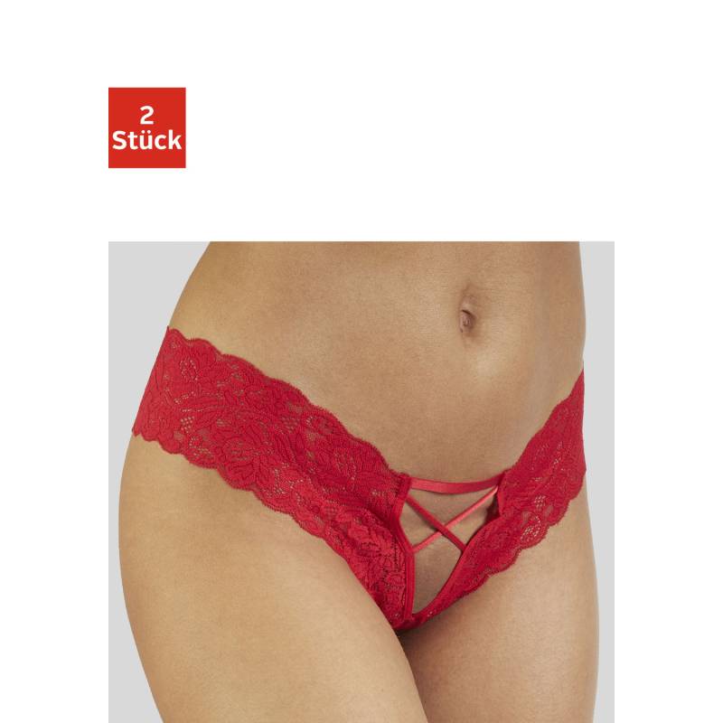 PETITE FLEUR GOLD Panty-Ouvert Damen schwarz+rot Gr.36/38 von PETITE FLEUR GOLD