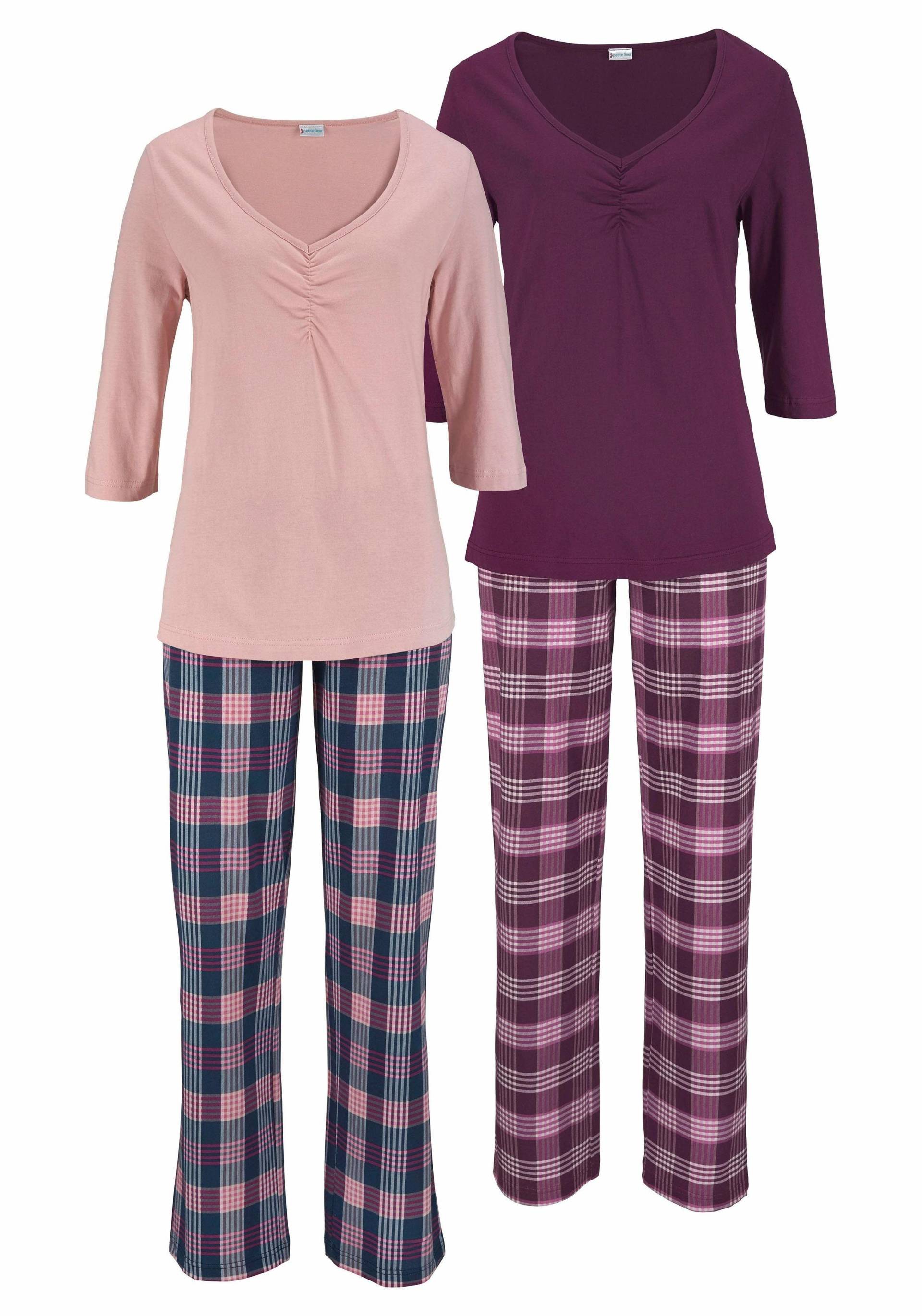 Große Größen: Pyjama, rosé+bordeaux, Gr.44/46-56/58 von PETITE FLEUR