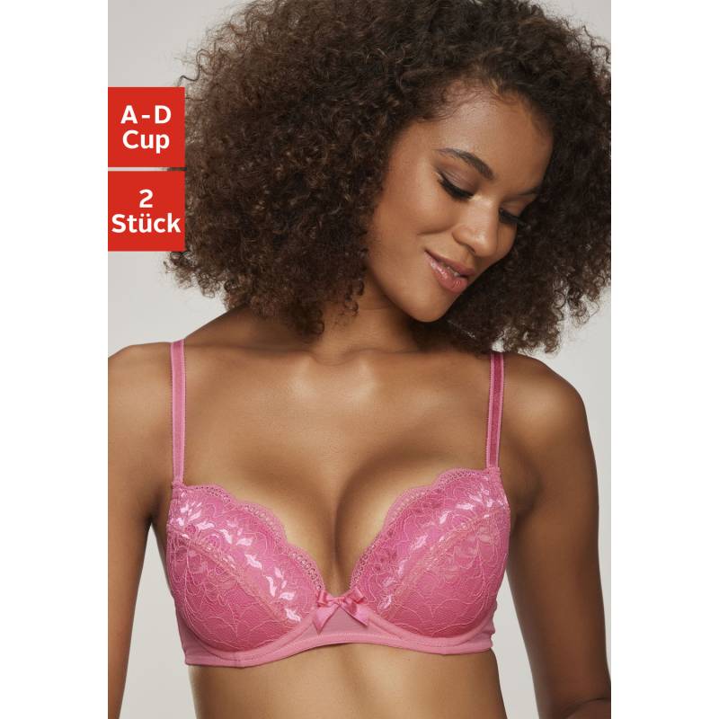 PETITE FLEUR Balconette-BH Damen pink+weiß Gr.85C von PETITE FLEUR