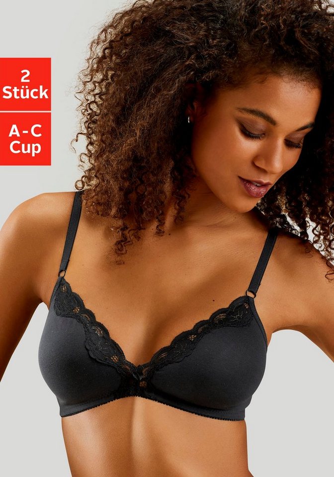 petite fleur Bralette-BH (Packung, 2 Stück) ohne Bügel aus Baumwolle mit Spitze von petite fleur