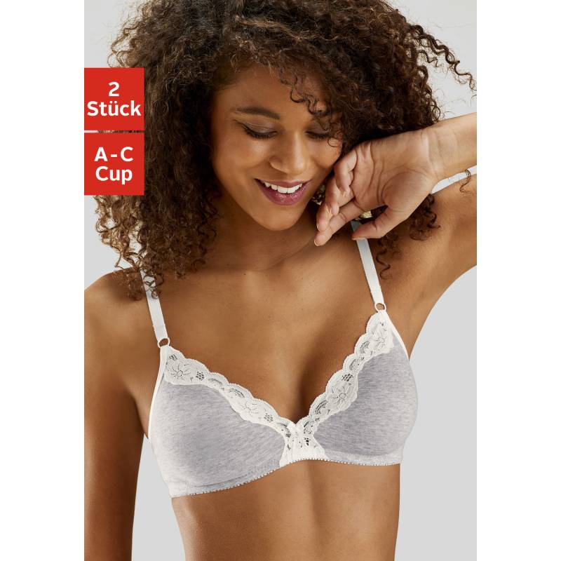 PETITE FLEUR Bralette-BH Damen hellgrau-meliert+ weiß Gr.70A von PETITE FLEUR