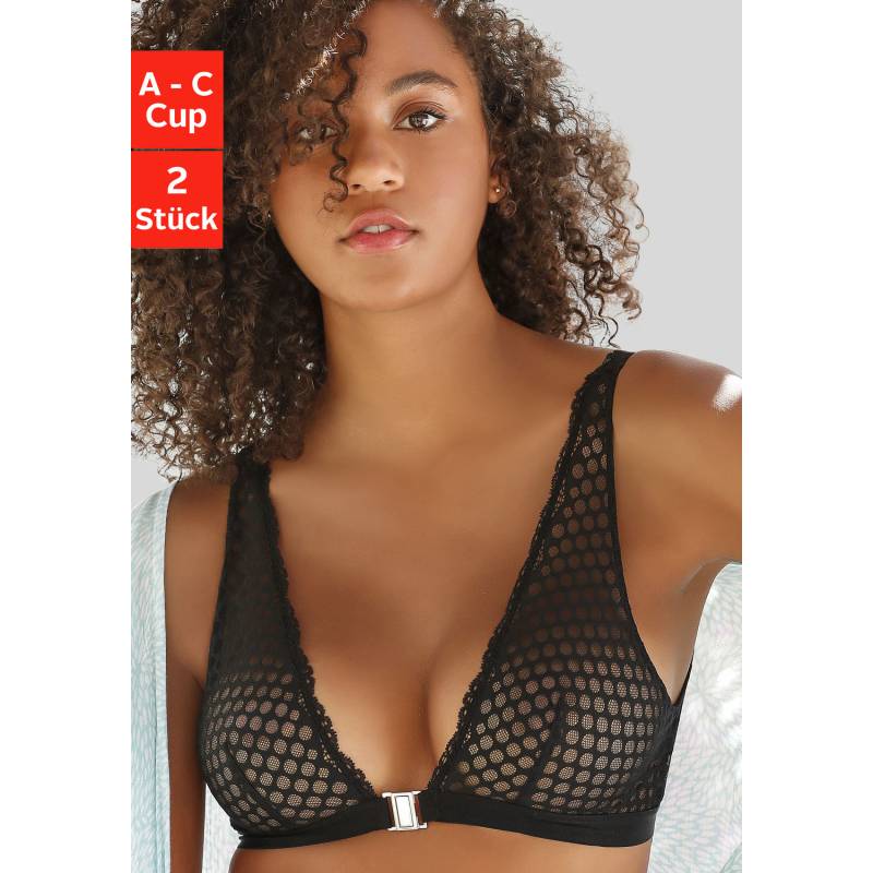 PETITE FLEUR Bralette-BH Damen weiß+schwarz Gr.70B von PETITE FLEUR