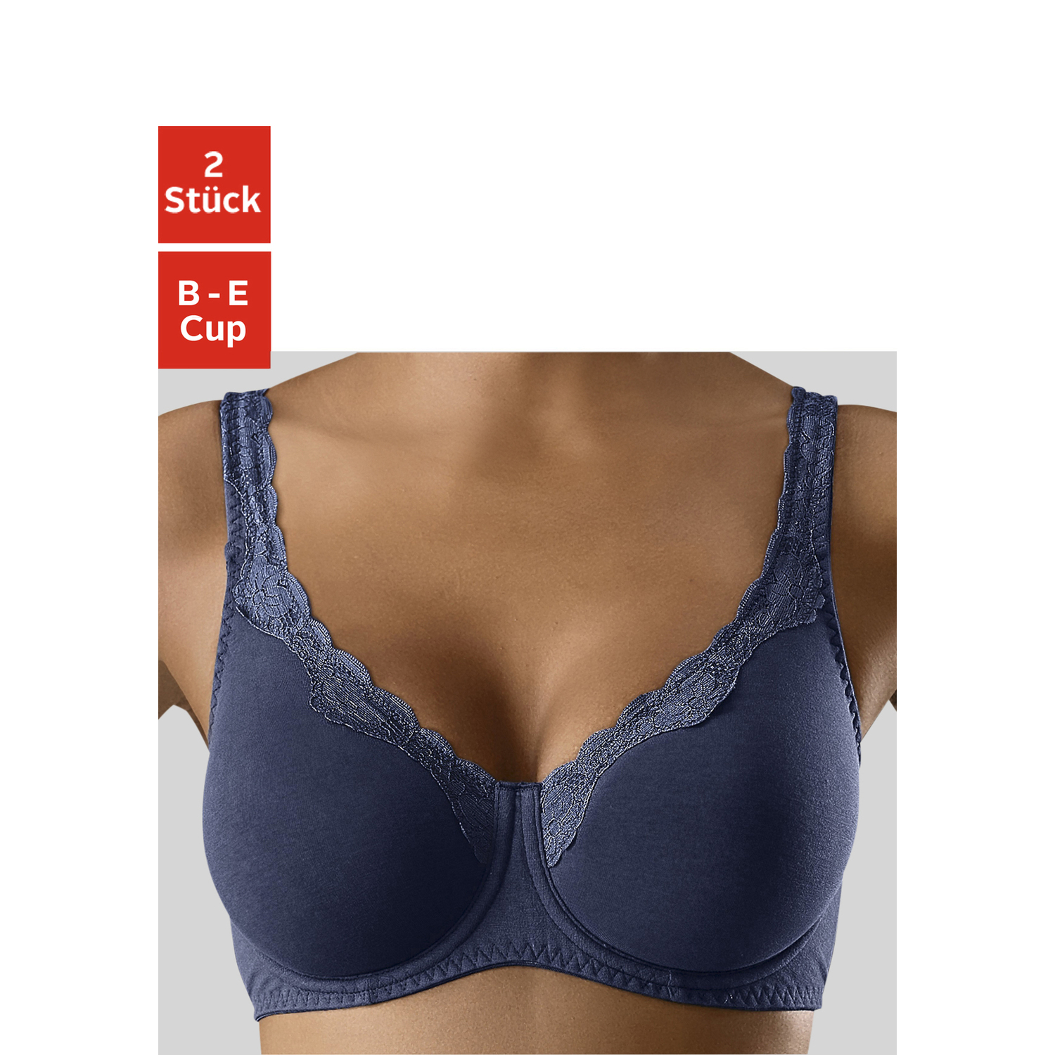 PETITE FLEUR Bügel-BH Damen marine+weiß Gr.90D von PETITE FLEUR