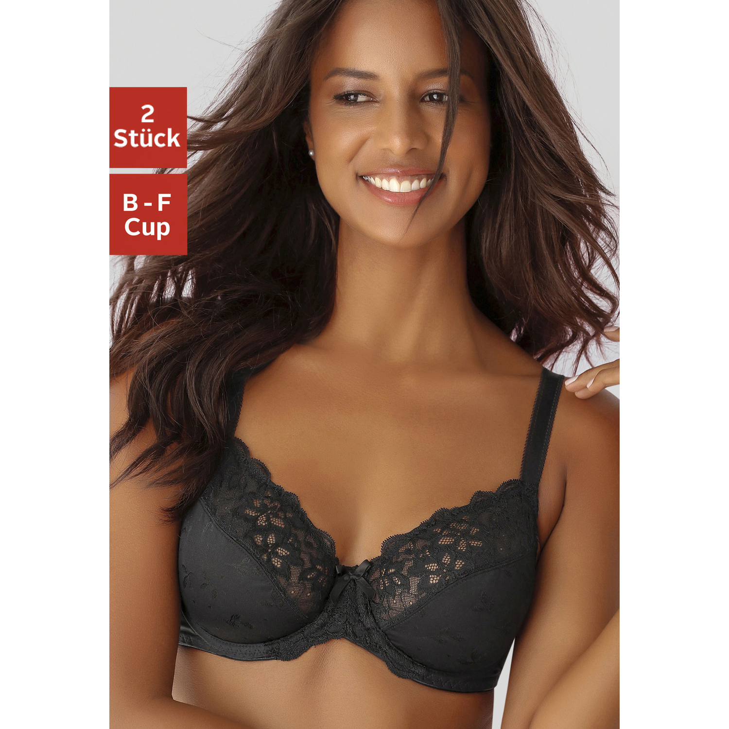 PETITE FLEUR Bügel-BH Damen schwarz+weiß Gr.80F von PETITE FLEUR