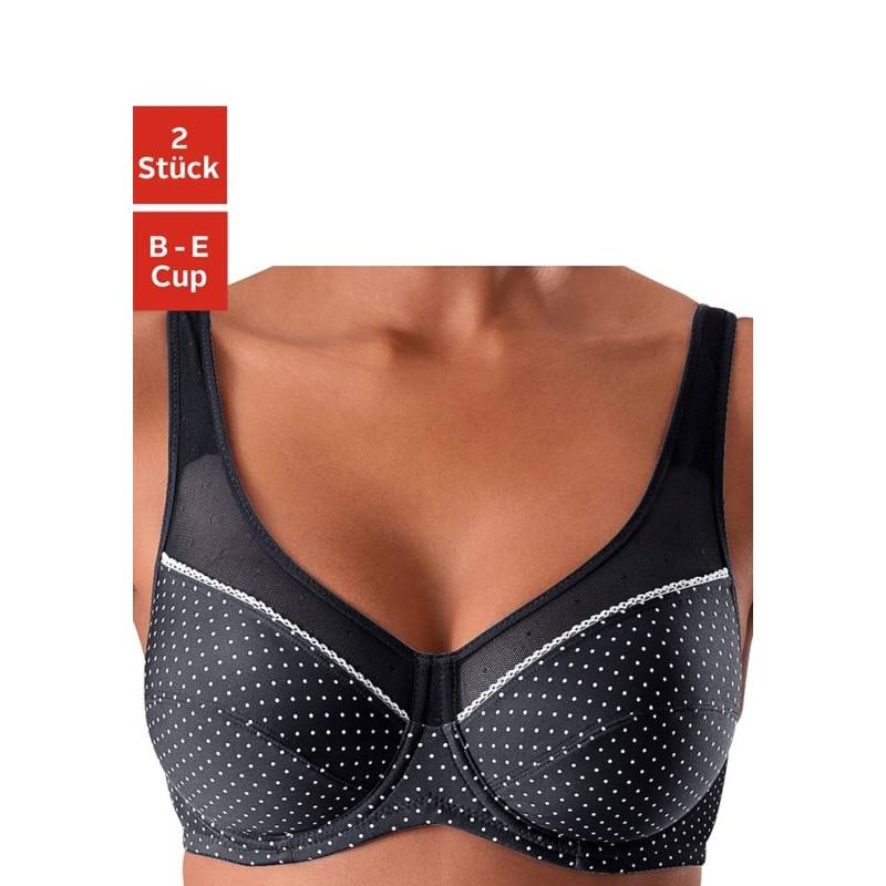 PETITE FLEUR Bügel-BH Damen schwarz-weiß+weiß-türkis Gr.100B von PETITE FLEUR