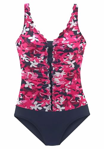 PETITE FLEUR Damen Badeanzug Rüschenkante, Softcups, Unterbrustgummi, Shaping-Einsatz, verstellbare Träger, Floralprint von PETITE FLEUR