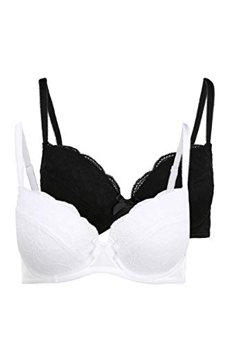 PETITE FLEUR Damen Balconette-BH im 2er-Pack, leicht wattierte Cups, mit schöner Stickereispitze, Träger und Rückenverschluss verstellbar von PETITE FLEUR