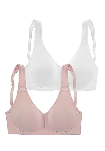 PETITE FLEUR Damen T-Shirt-BH ohne Bügel, nahtlos vorgeformte Cups, breite Träger für bequemen Halt, atmungsaktiv, Baumwolle von PETITE FLEUR