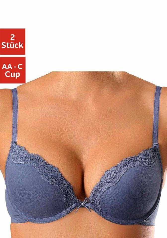 petite fleur Push-up-BH (Packung, 2 Stück) mit Bügel und feinem Spitzenband von petite fleur